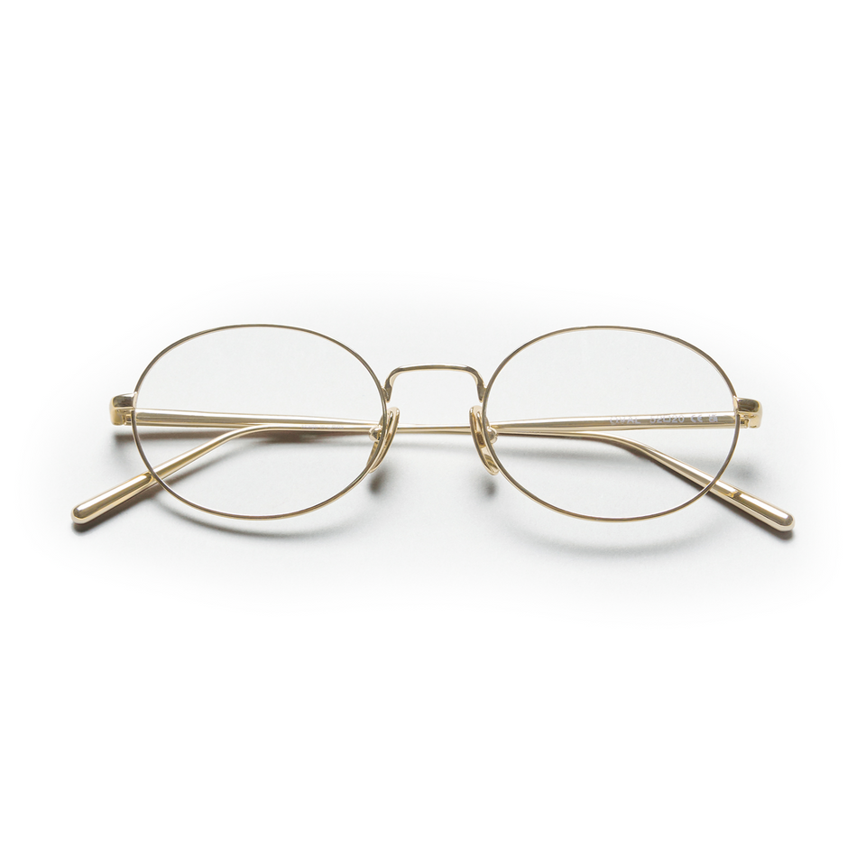 Oval Steel Optical / Gold & Clear Lens